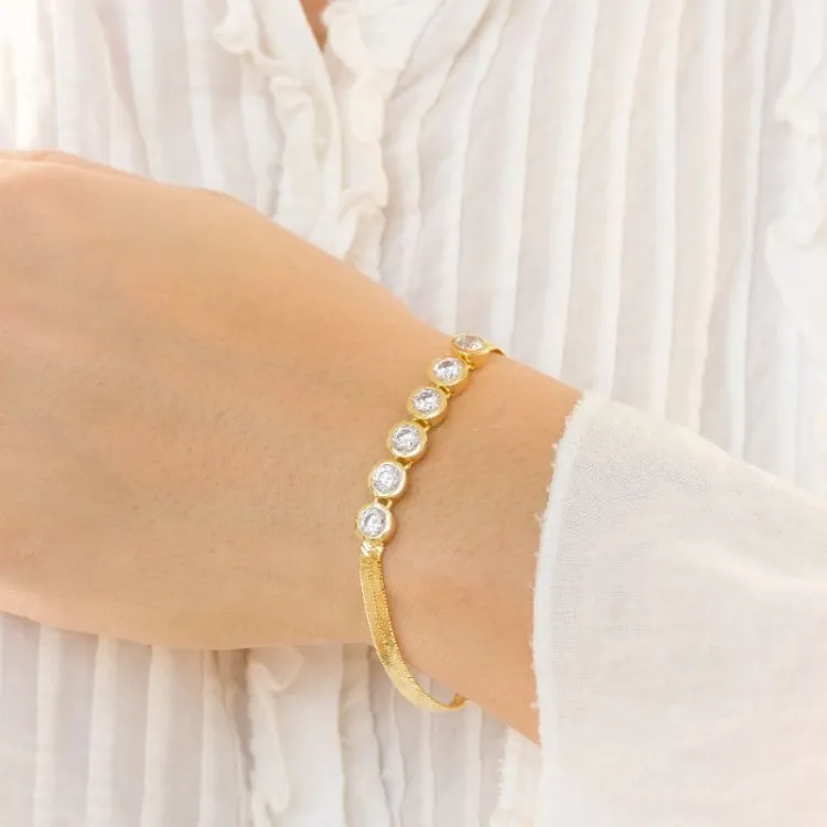 zirkoni rannekoru kullattu messinki - Eliné
