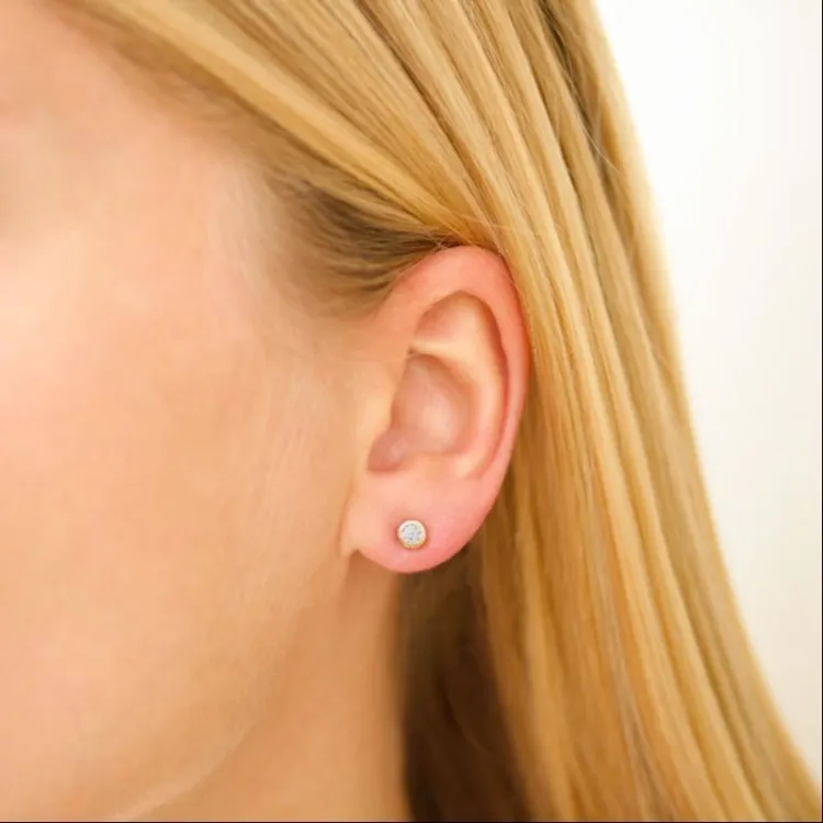 3 mm zirkoni solitaire-nappikorvakorut  kullattu messinki - Eliné