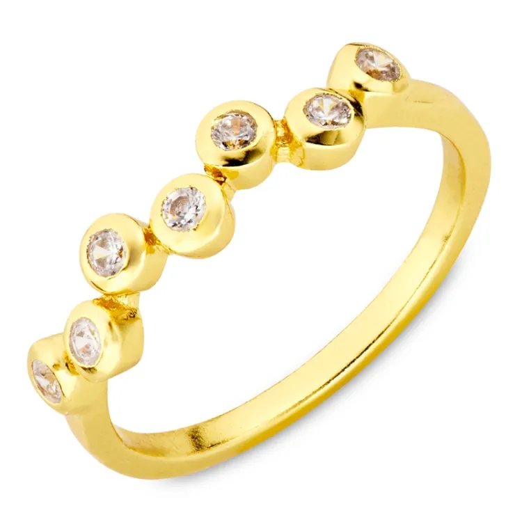 zirkoni sormus kullattu messinki - Bubbly Sparkle