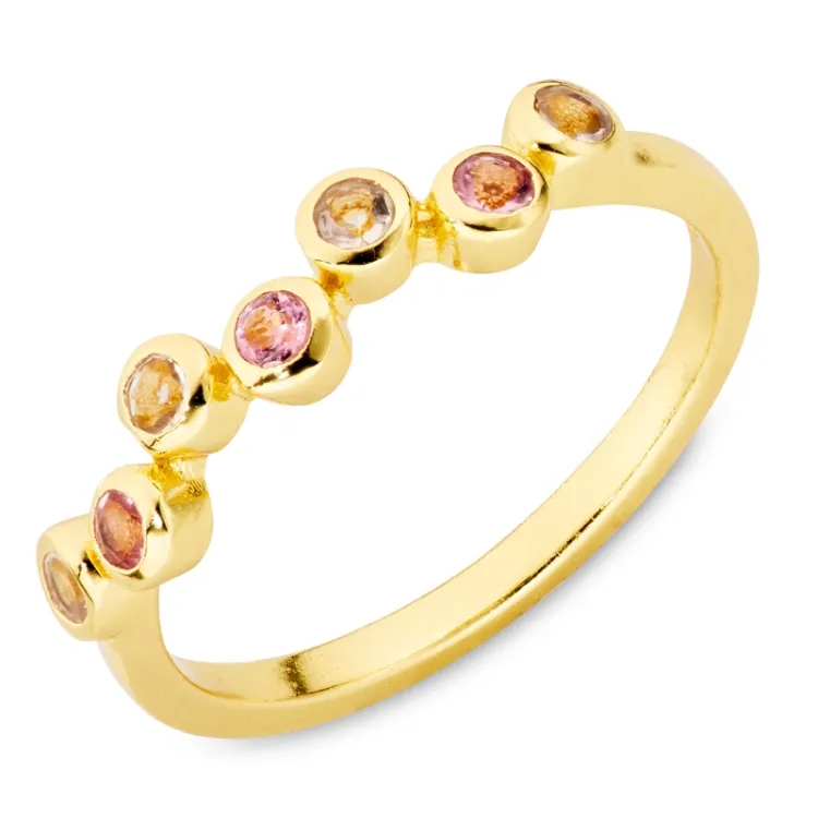 pinkki kristalli sormus kullattu messinki - Bubbly Twist