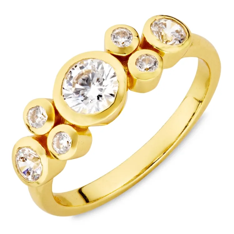 zirkoni sormus kullattu messinki - Bubbly Sparkle