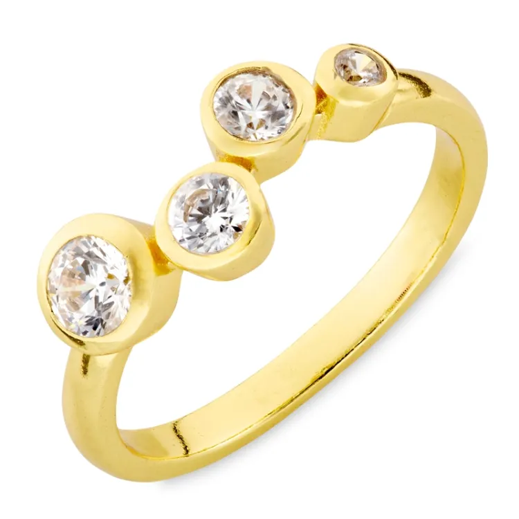zirkoni sormus kullattu messinki - Bubbly Sparkle
