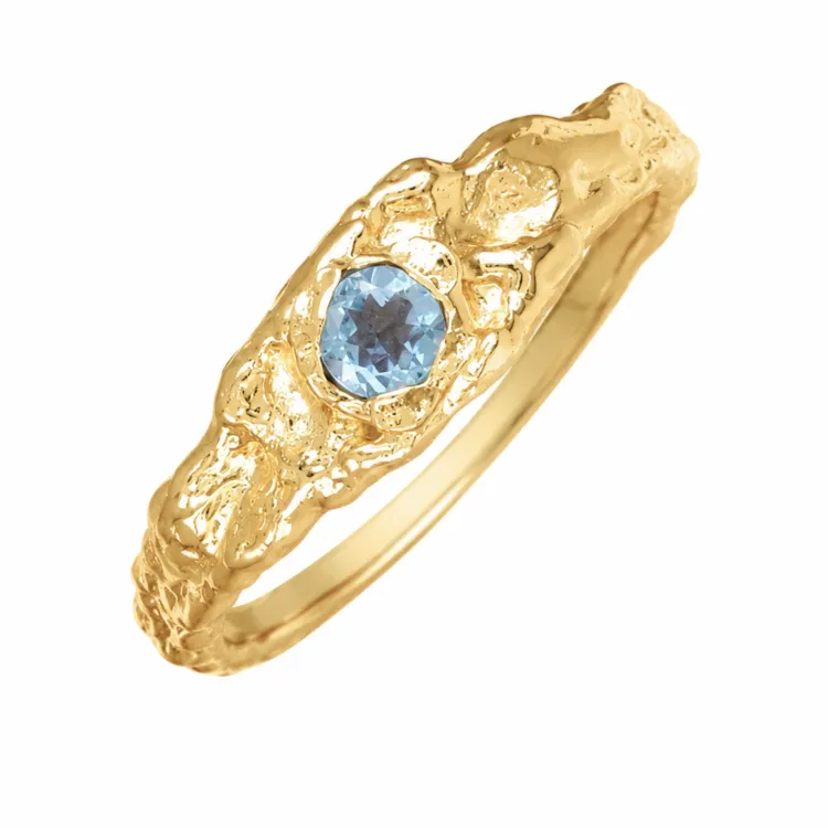 tummansininen kristalli sormus kullattu messinki - Eliné