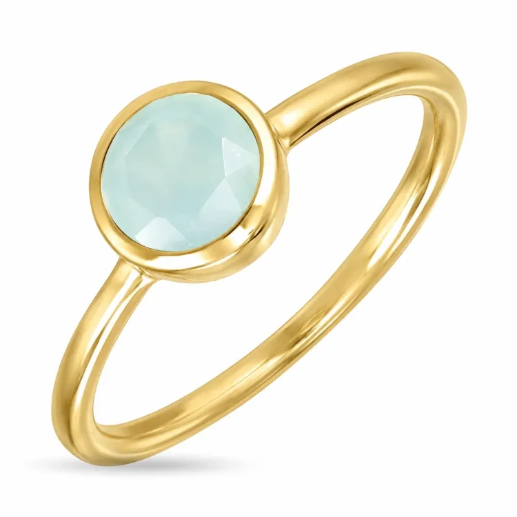 aqua kristalli sormus kullattu messinki - Loom Stones