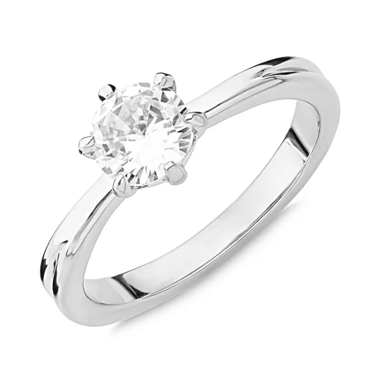 vedenkestävät zirkoni solitaire-sormus teräs - OCEANA