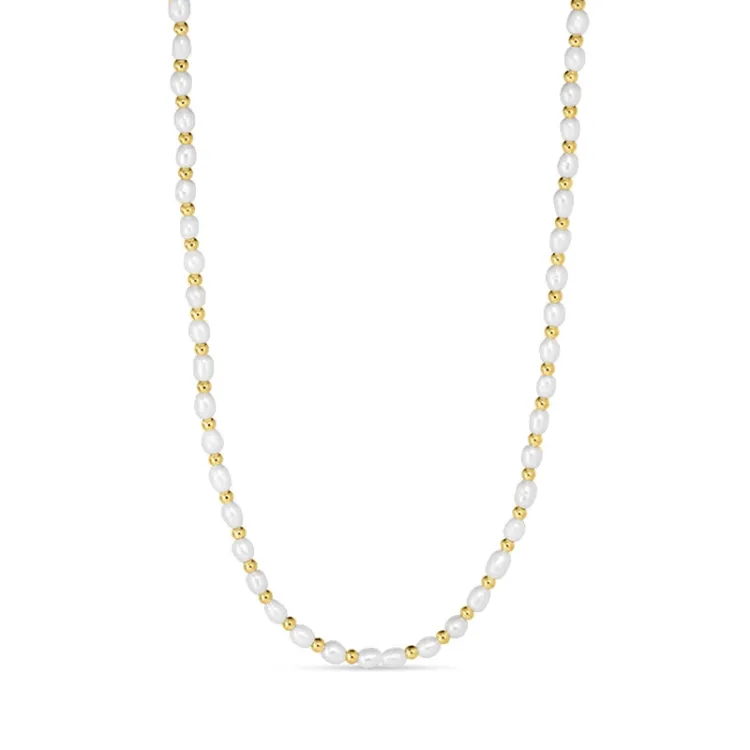 vedenkestävät helmi kaulaketju kullattu teräs - OCEANA