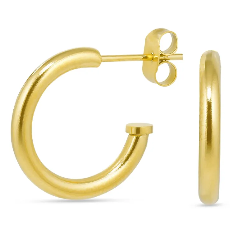 3 x 18 mm vedenkestävät rengaskorvakorut  kullattu teräs - OCEANA