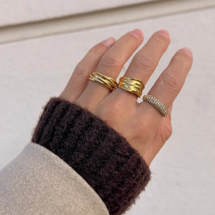 vedenkestävät sormus kullattu teräs - OCEANA