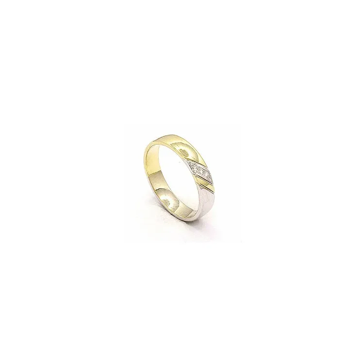 Vihkisormus 14 karaatin kulta ja valkokultaa 3 x 0,008 ct