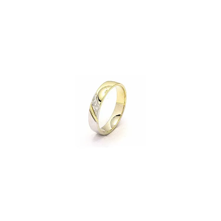 Vihkisormus 14 karaatin kulta ja valkokultaa 3 x 0,008 ct