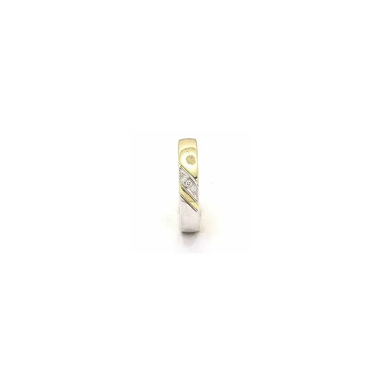Vihkisormus 14 karaatin kulta ja valkokultaa 3 x 0,008 ct