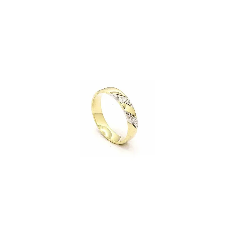 Kaksivärinen briljantti vihkisormus 14 karaatin kulta ja valkokultaa 6 x 0,008 ct