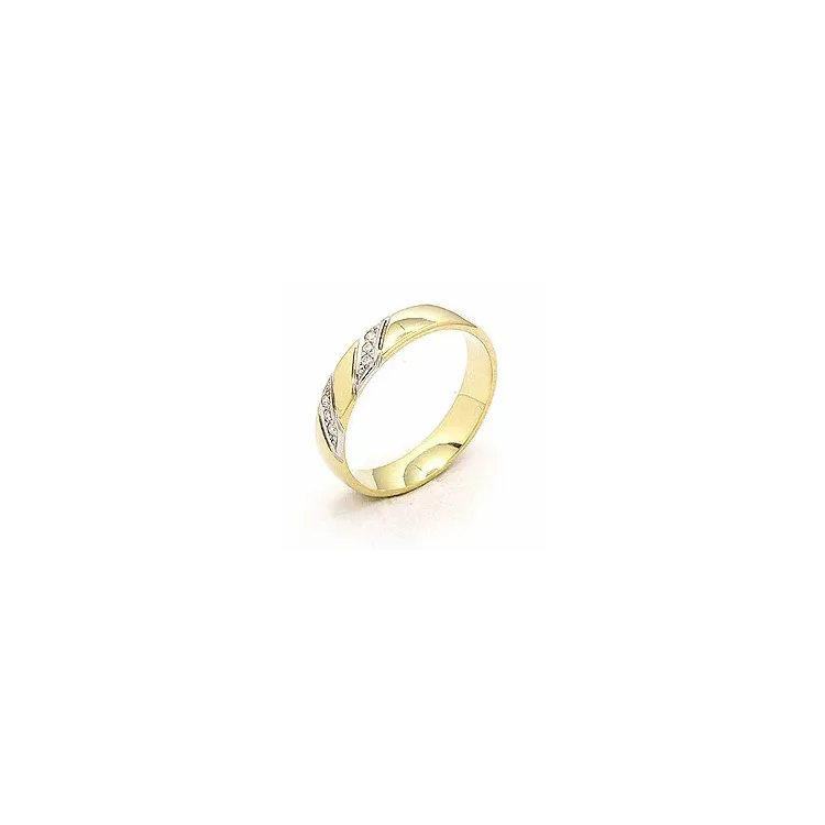 Kaksivärinen briljantti vihkisormus 14 karaatin kulta ja valkokultaa 6 x 0,008 ct