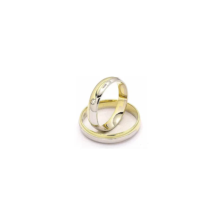 Vihkisormusta 14 karaatin kulta ja valkokultaa 1 x 0,025 ct - setit