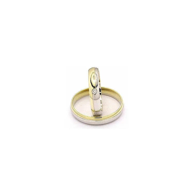 Vihkisormusta 14 karaatin kulta ja valkokultaa 1 x 0,025 ct - setit