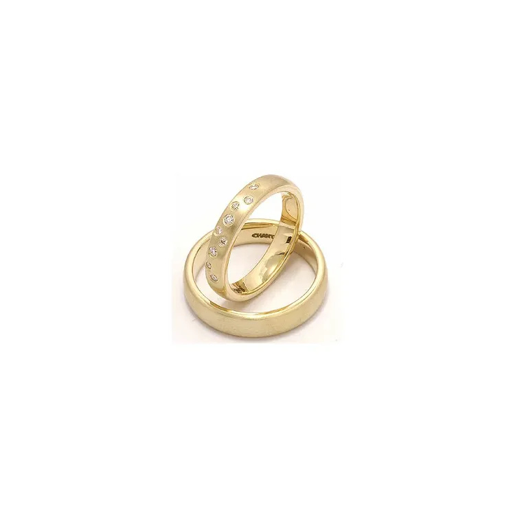 Vihkisormusta 14 karaatin kultaa 0,126 ct - setit