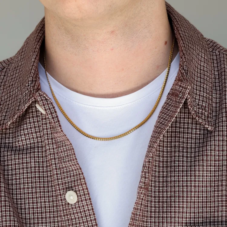 vedenkestävät kaulaketju kullattu teräs  x 3 mm 