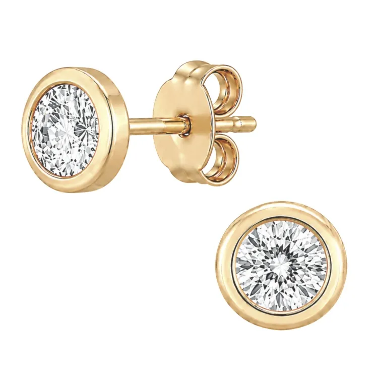 6 mm vedenkestävät zirkoni solitaire-nappikorvakorut  kullattu teräs - OCEANA