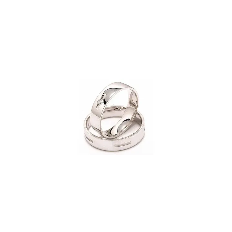 Vihkisormusta 14 karaatin valkokultaa 0,035 ct - setit