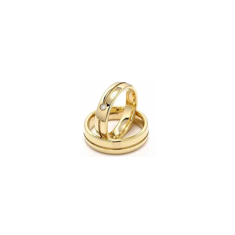 Vihkisormusta 14 karaatin kultaa 0,04 ct - setit