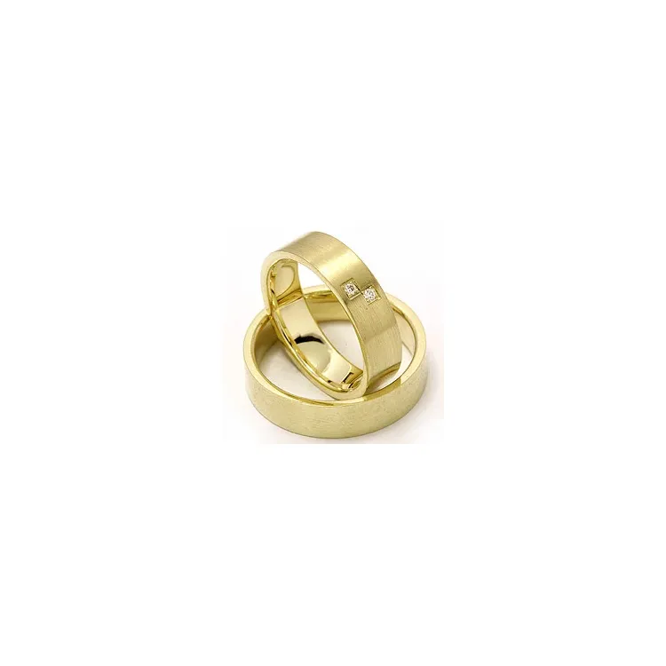 Matta litteitä vihkisormusta 14 karaatin kultaa 2 x 0,015 ct - setit