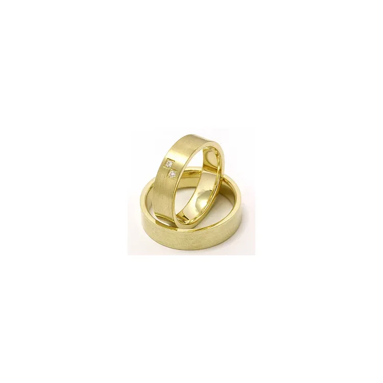 Matta litteitä vihkisormusta 14 karaatin kultaa 2 x 0,015 ct - setit