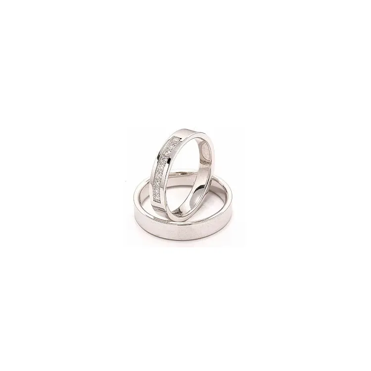 vihkisormusta 14 karaatin valkokultaa 9 x 0,015 ct - setit