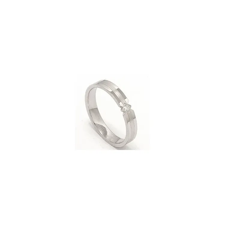 Vihkisormus 14 karaatin valkokultaa 0,018 ct