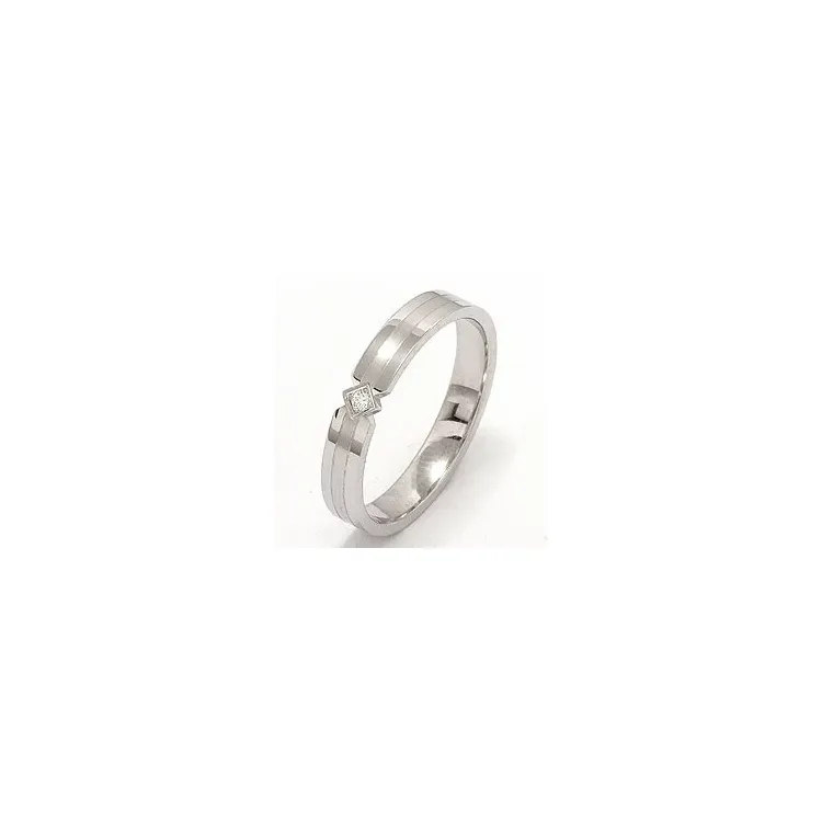 Vihkisormus 14 karaatin valkokultaa 0,018 ct