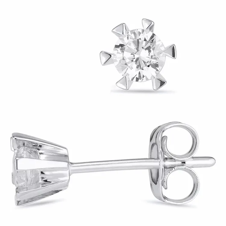 5 mm solitaire-nappikorvakorut 9 karaatin valkokultaa kanssa zirkonia