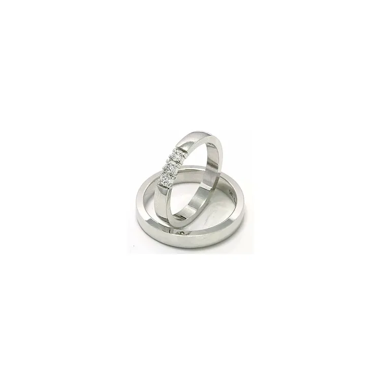 litteitä vihkisormusta 14 karaatin valkokultaa 3 x 0,05 ct - setit