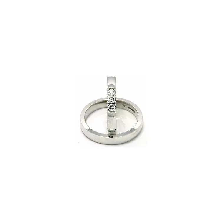litteitä vihkisormusta 14 karaatin valkokultaa 3 x 0,05 ct - setit