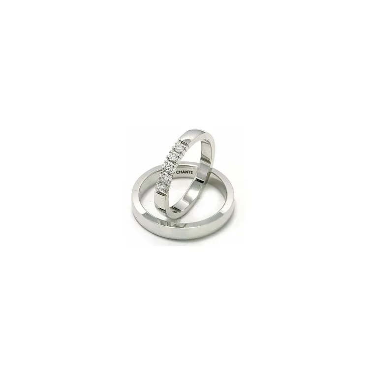 Vihkisormusta 14 karaatin valkokultaa 5 x 0,05 ct - setit