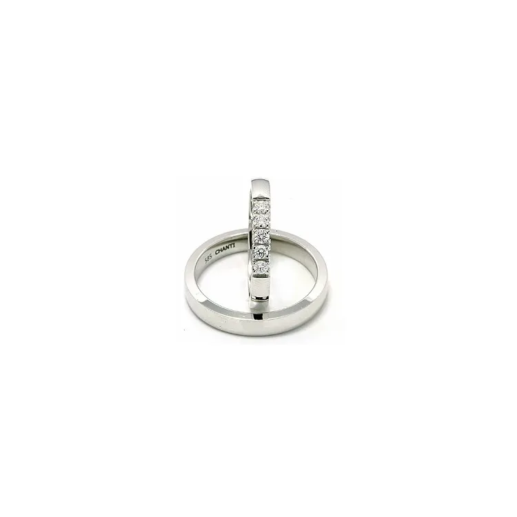 Vihkisormusta 14 karaatin valkokultaa 5 x 0,05 ct - setit