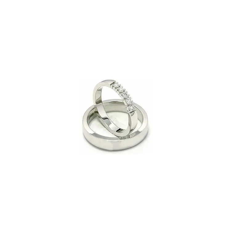 vihkisormusta 14 karaatin valkokultaa 5 x 0,07 ct - setit