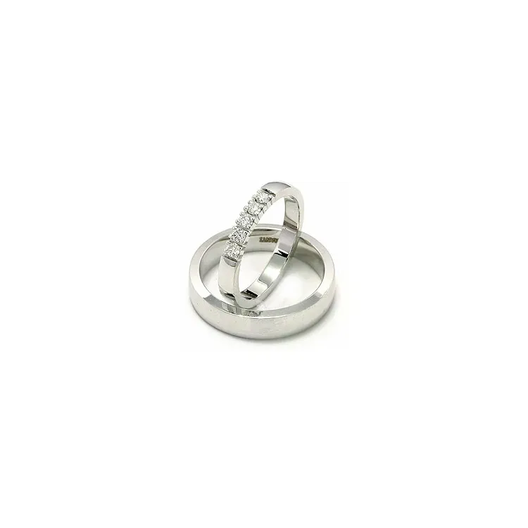 vihkisormusta 14 karaatin valkokultaa 5 x 0,07 ct - setit