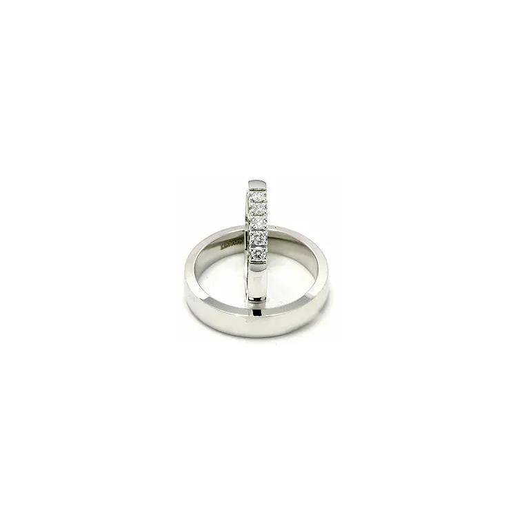 vihkisormusta 14 karaatin valkokultaa 5 x 0,07 ct - setit