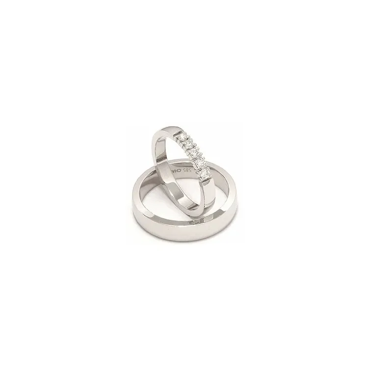 vihkisormusta 14 karaatin valkokultaa 0,05  ct - setit
