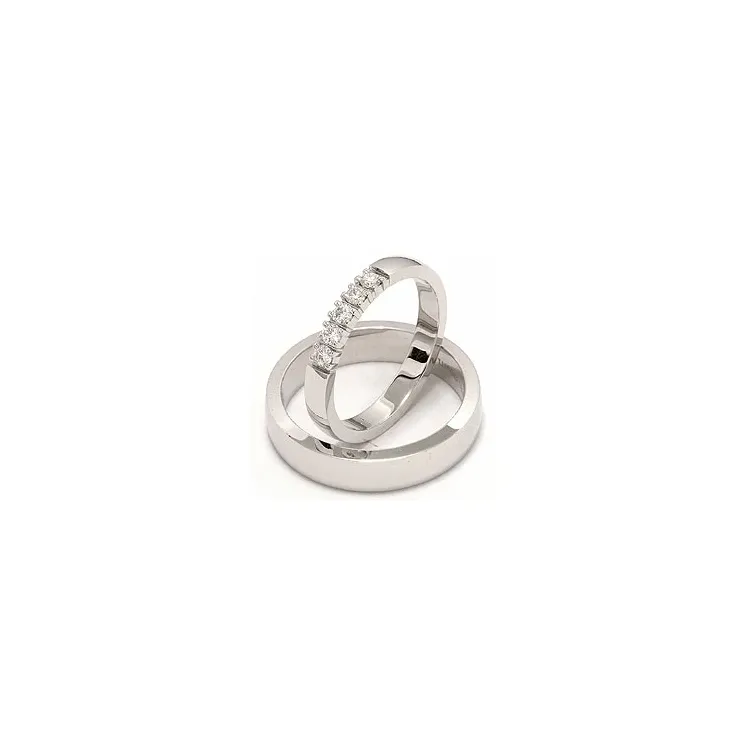 vihkisormusta 14 karaatin valkokultaa 0,05  ct - setit