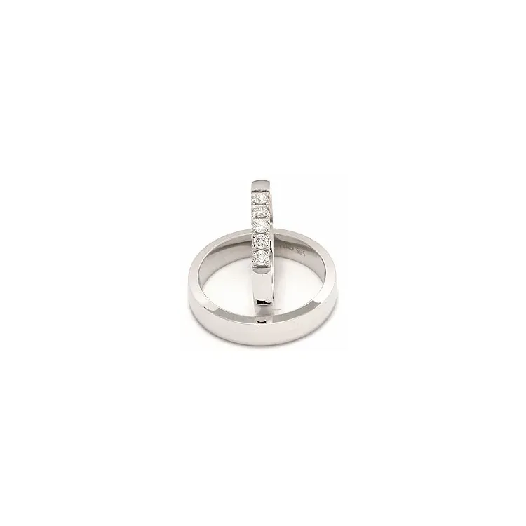 vihkisormusta 14 karaatin valkokultaa 0,05  ct - setit