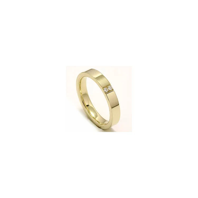 Elegantti kapea vihkisormus 14 karaatin kultaa 2 x 0,018 ct