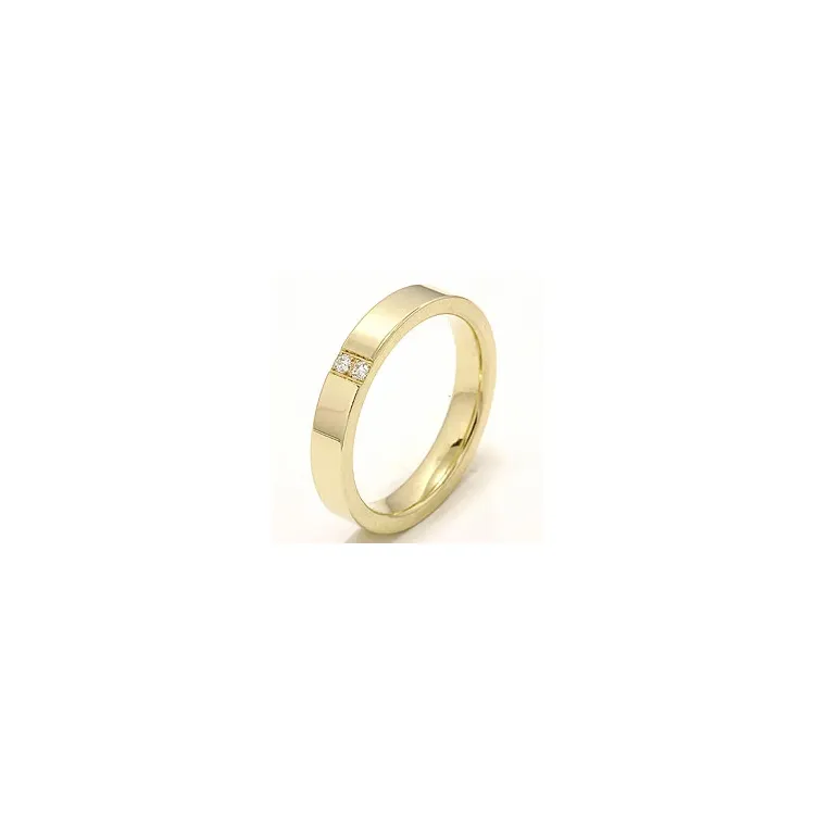 Elegantti kapea vihkisormus 14 karaatin kultaa 2 x 0,018 ct