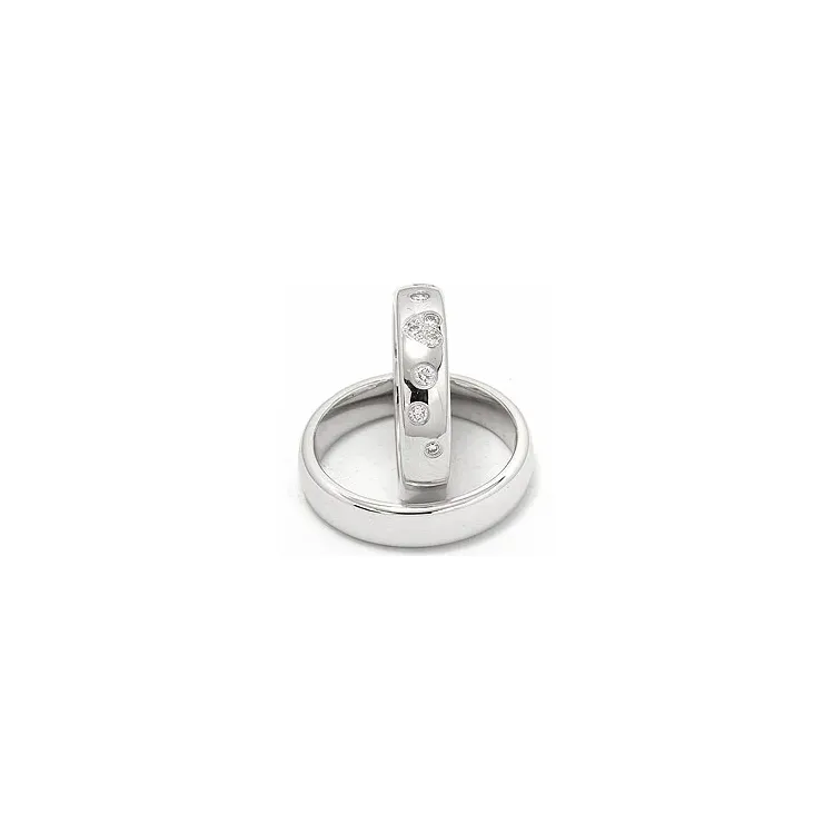 sydän vihkisormusta 14 karaatin valkokultaa 0,225 ct - setit