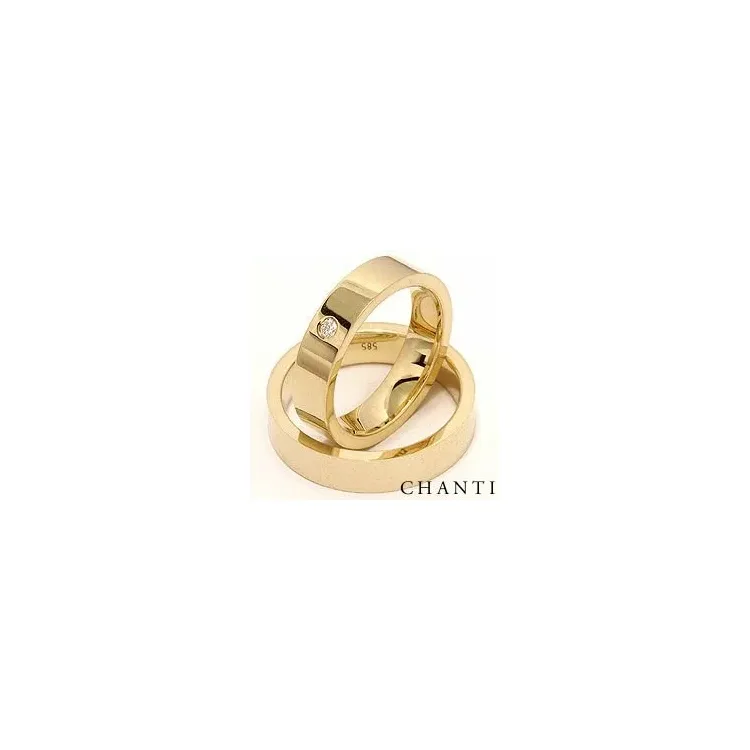 Vihkisormusta 14 karaatin kultaa 0,05 ct ct - setit