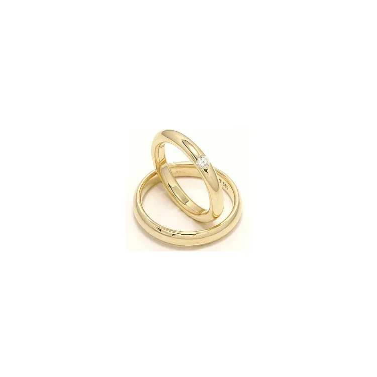 Vihkisormusta 14 karaatin kultaa 0,12 ct - setit