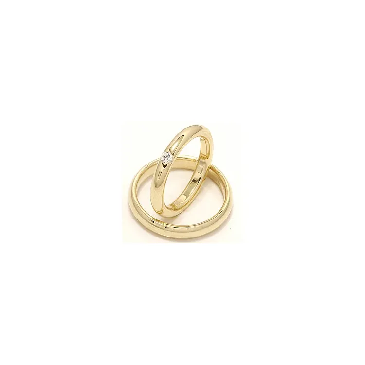 Vihkisormusta 14 karaatin kultaa 0,12 ct - setit