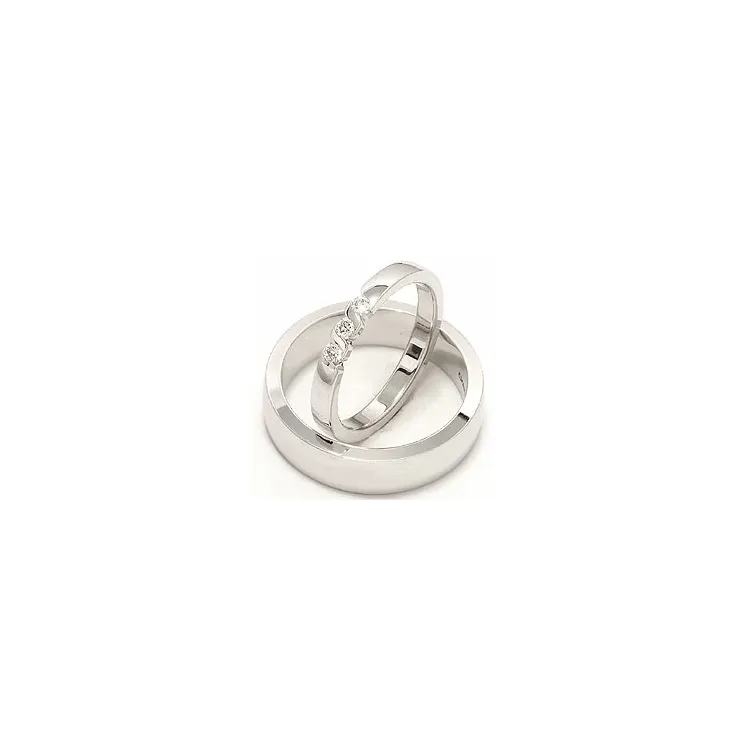 Vihkisormusta 14 karaatin valkokultaa 0,15 ct - setit