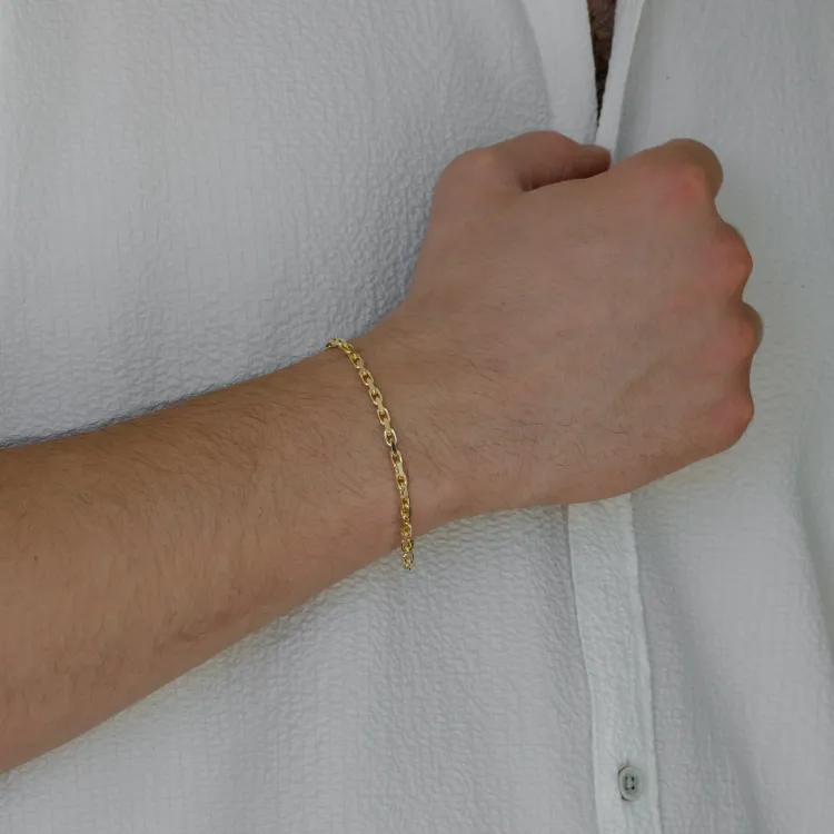 Bnh anker facet armbånd kullattua hopeaa 21 cm x 3,0 mm