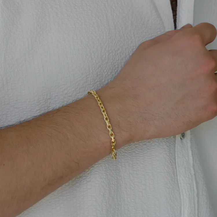 Bnh anker facet armbånd kullattua hopeaa 21 cm x 4,0 mm