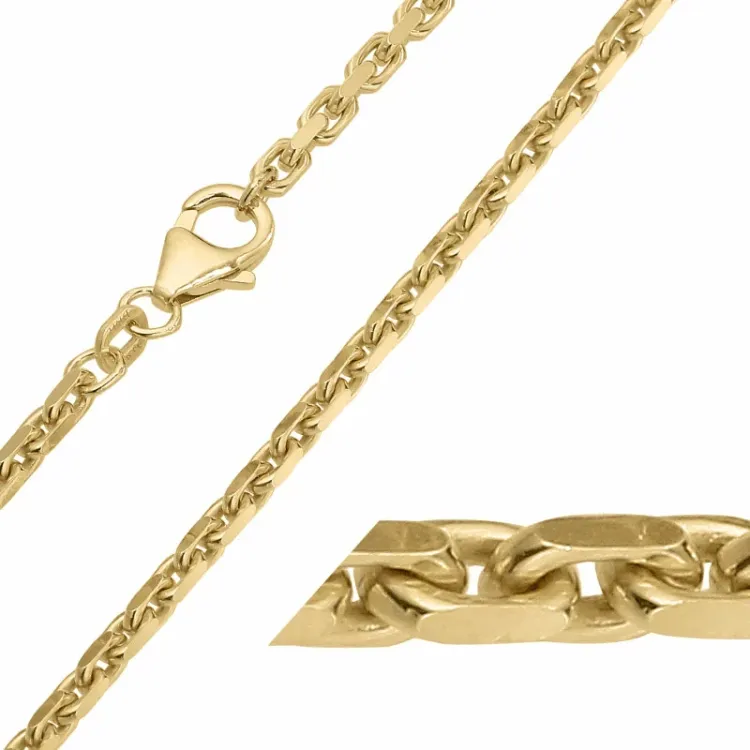 BNH Anker facet armbånd 8 karaatin kultaa 18,5 cm x 2,5 mm